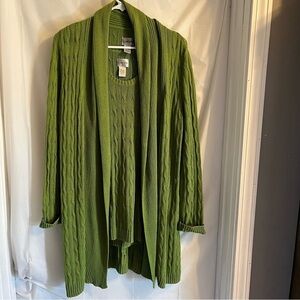 Chicos Cardigan (Size 1)‎ Tank (Size 2) Set Linen Blend Minimalist Classiccore